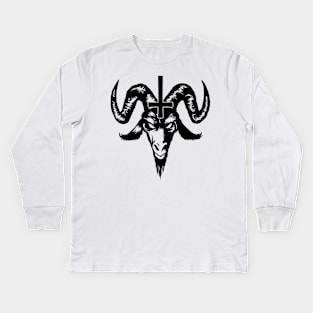 Satanic Goat Head with Cross (black) Kids Long Sleeve T-Shirt